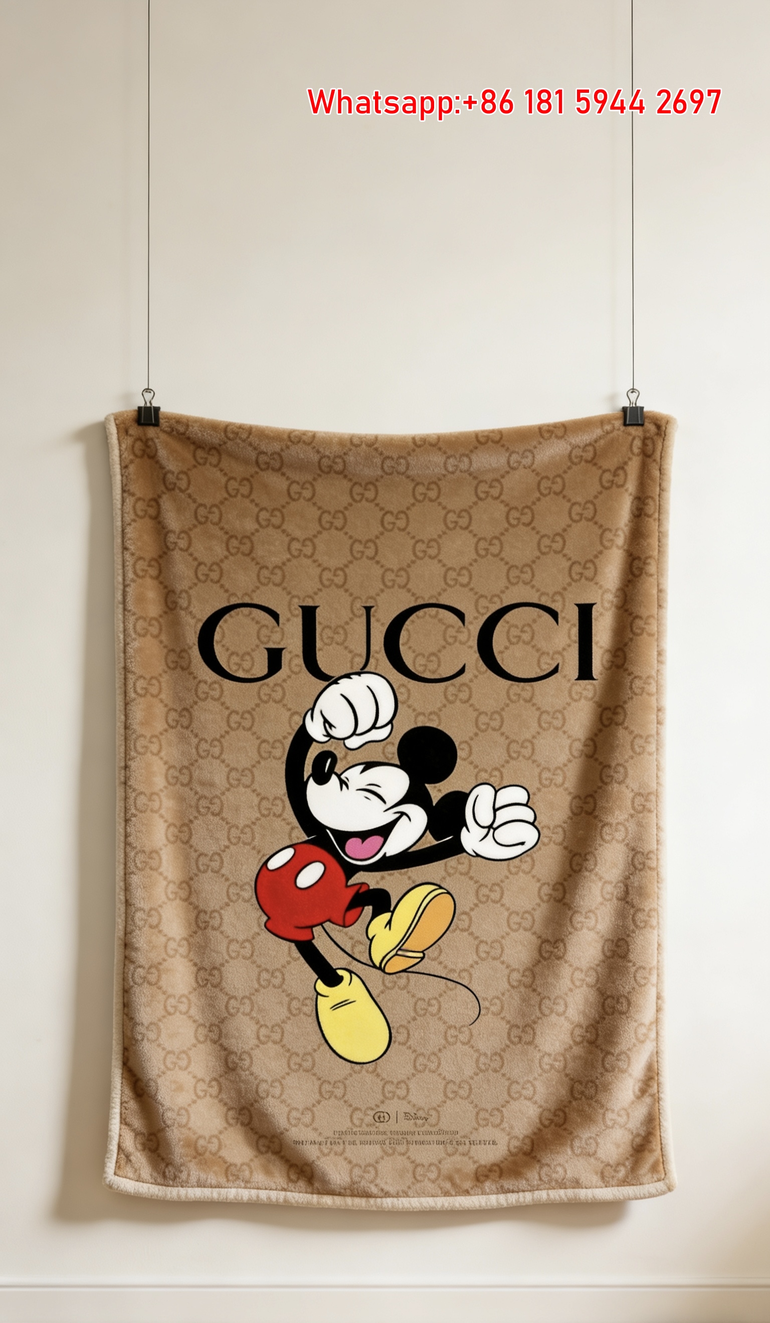 Gucci Jumping Mickey Mouse Flannel Blanket Wall Hanging throw blanket IMG_2412